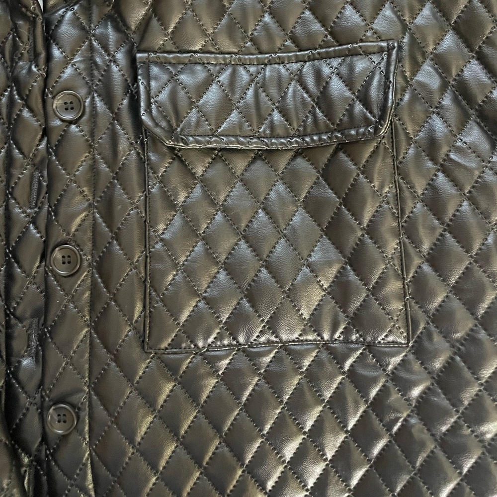 Black Oversized Leather Bubble Jacket - image 4